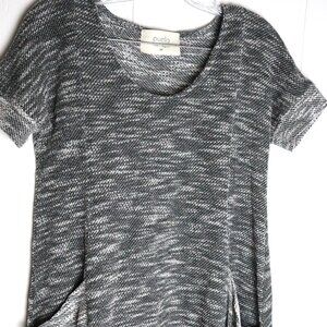 Puella Anthropology Womens XS Gray White Striped Short Sleeve Swing Dress Top